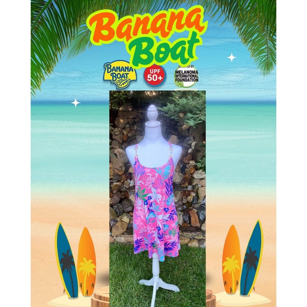 Banana Boat Sundress Size Medium Pink Multi Floral UPF 50+ New With Tags - Picture 7 of 9